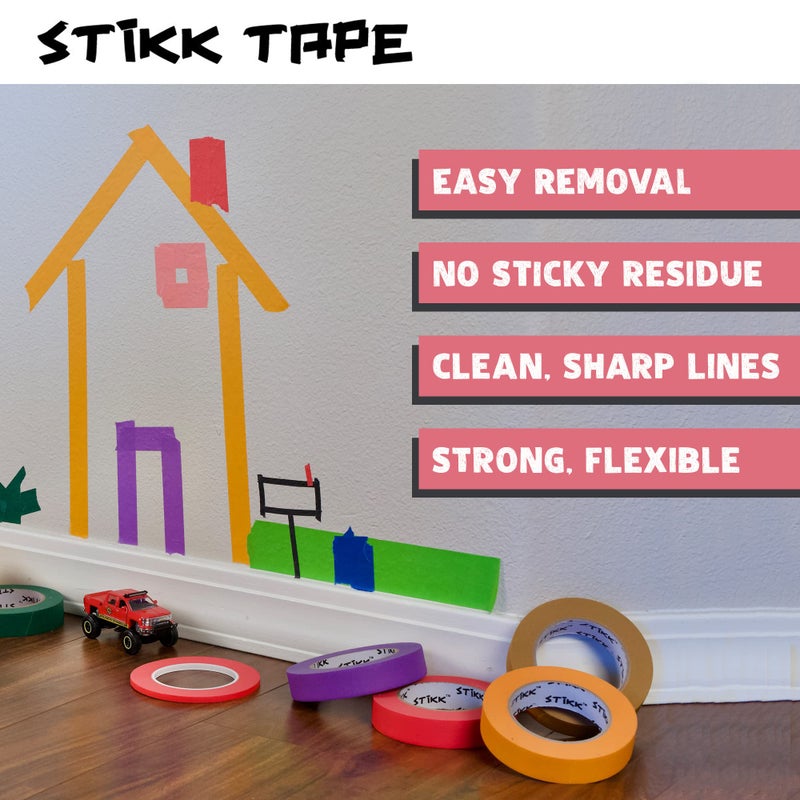 STIKK Painters Tape - 3pk Pink Painter Tape - 1 inch x 60 Yards - Paint Tape for Painting, Edges, Trim, Ceilings - Masking Tape for DIY Paint Projects - Residue-Free Painting Tape - Image 5